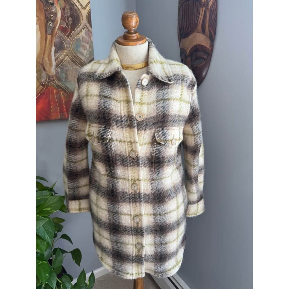 Aritzia Wilfred Free Lyon Wool Plaid Schacket Women's Wilfred Free Jacket